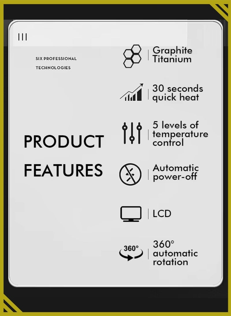 إنزو مكواة فرد الشعر إنزو EN-5186 المصنوعة من الجرافيت والتيتانيوم - مكواة فرد شعر احترافية عالية الحرارة مزودة بشاشة رقمية لتصفيف ناعم وخالٍ من التجعد - Image 2